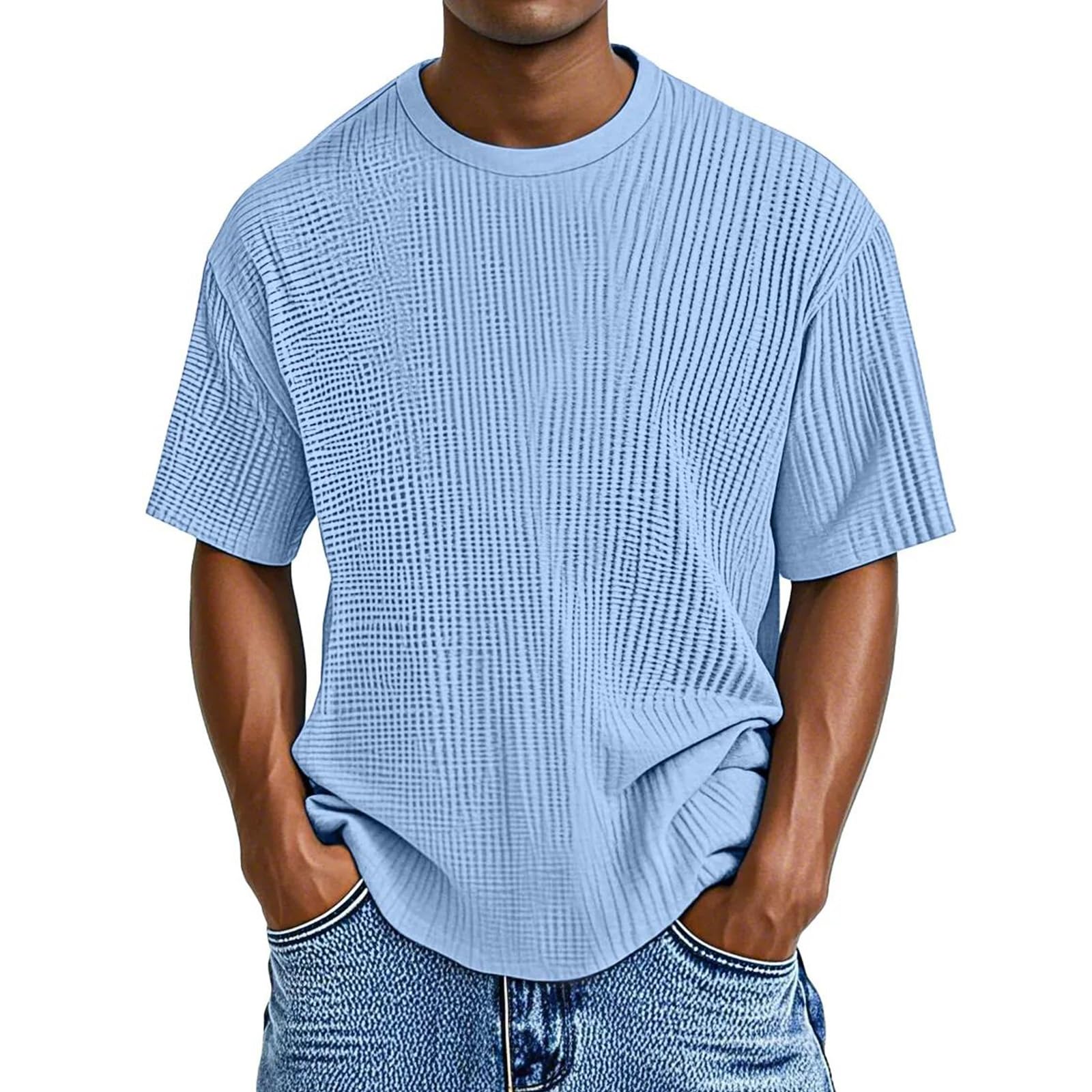 Men's Waffle Knit Short Sleeve Crew Neck T-Shirt