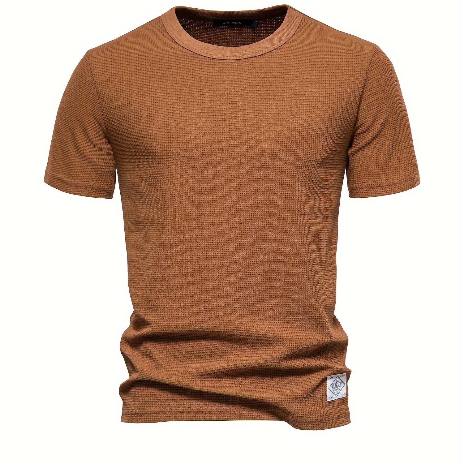 Men's Comfy Lightweight Short Sleeve Crew Neck Solid Waffle T-shirt