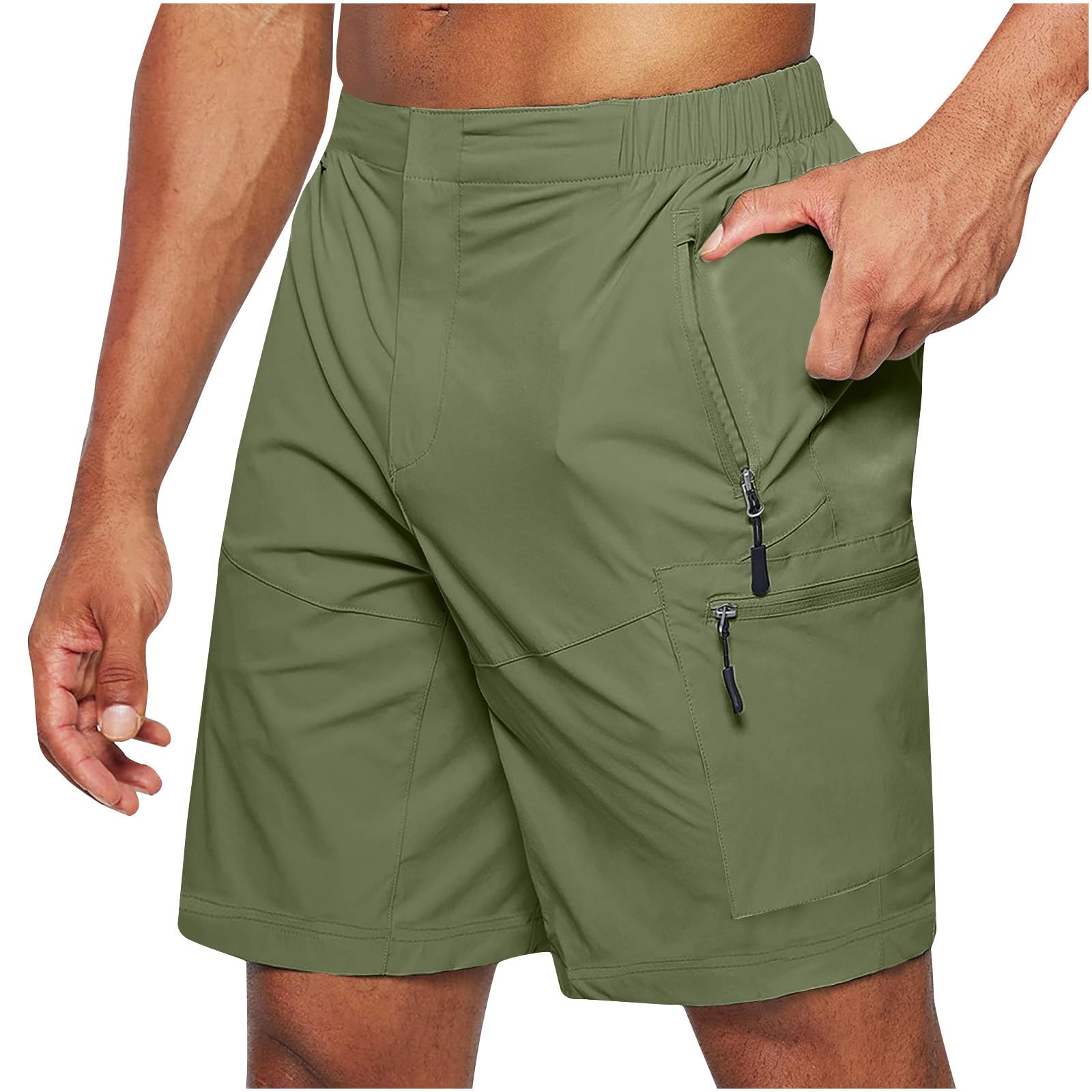 Men's Cargo Shorts with Zipper Pockets Lightweigth Loose Comfy Plus Size Hiking Shorts