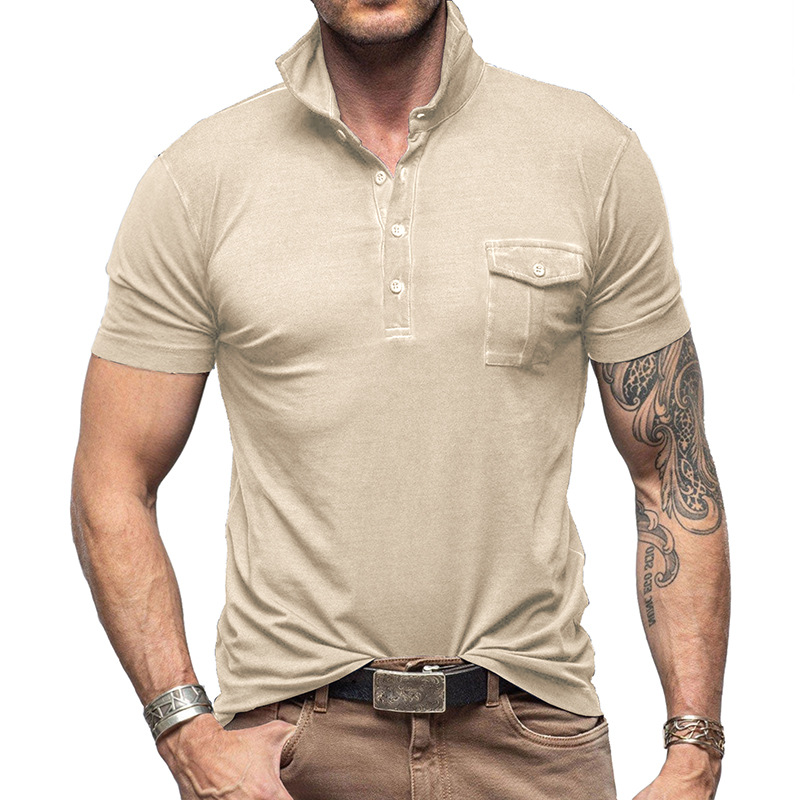 Men's Solid Color Collared Short Sleeve Polo Shirt