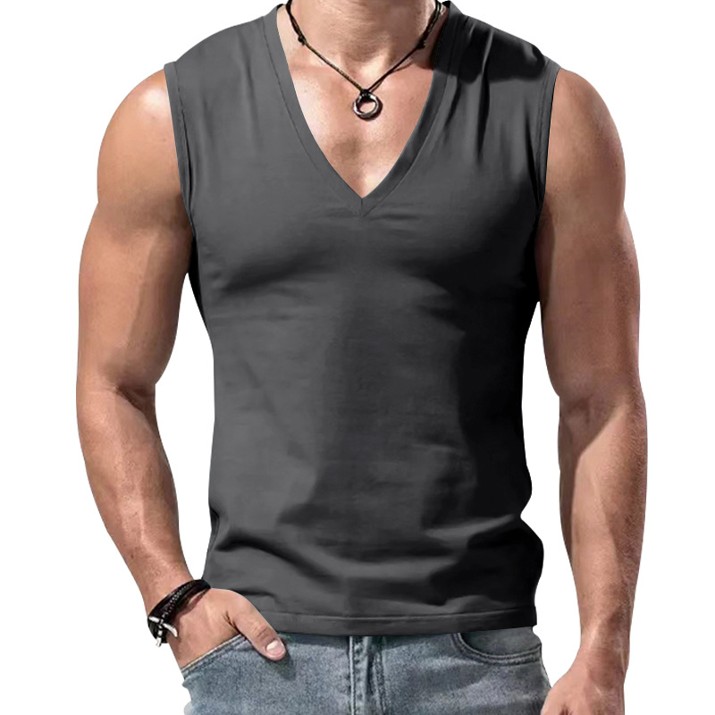Men's Solid Color V-neck Casual Vest