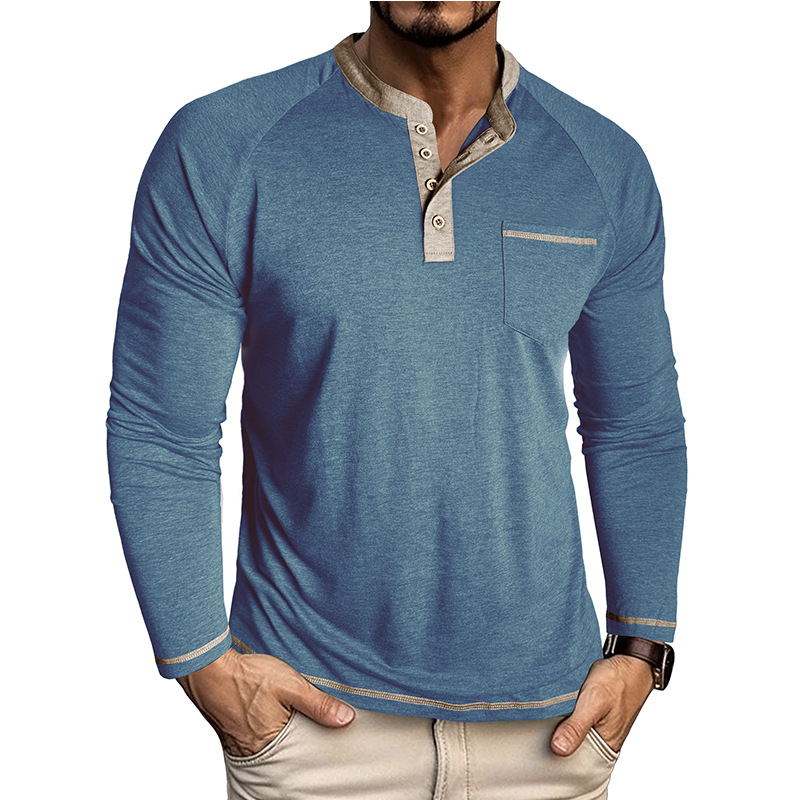 Men’s Colorblock Long Sleeve Henley Shirt