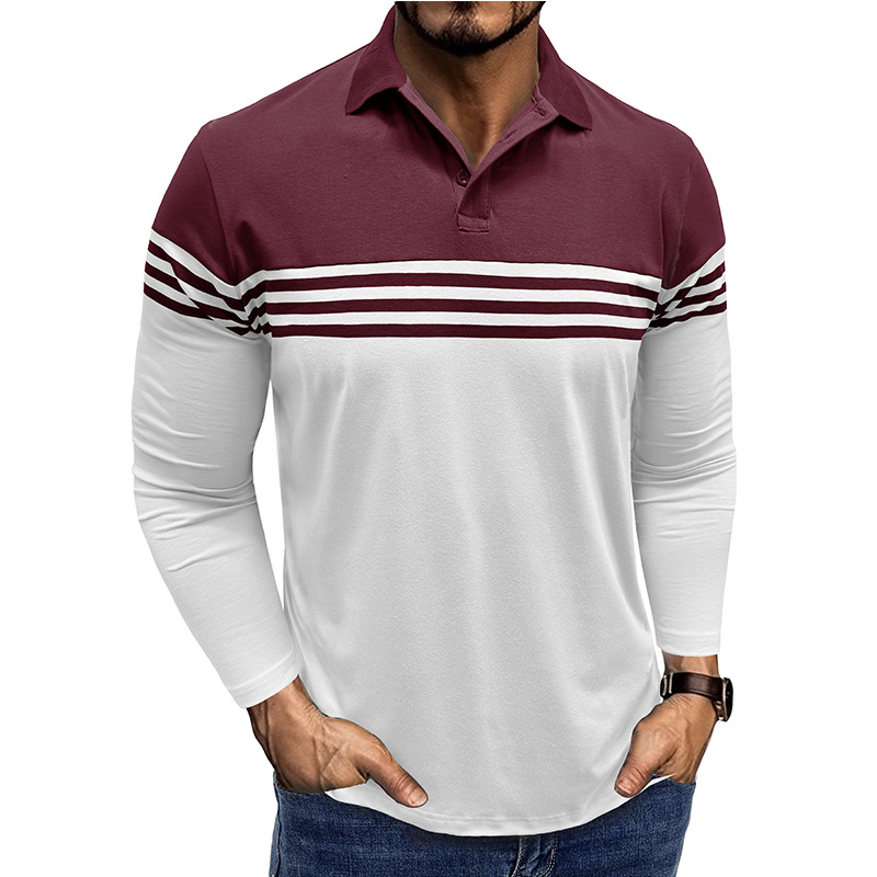 Men’s Striped Long Sleeve Polo Shirt