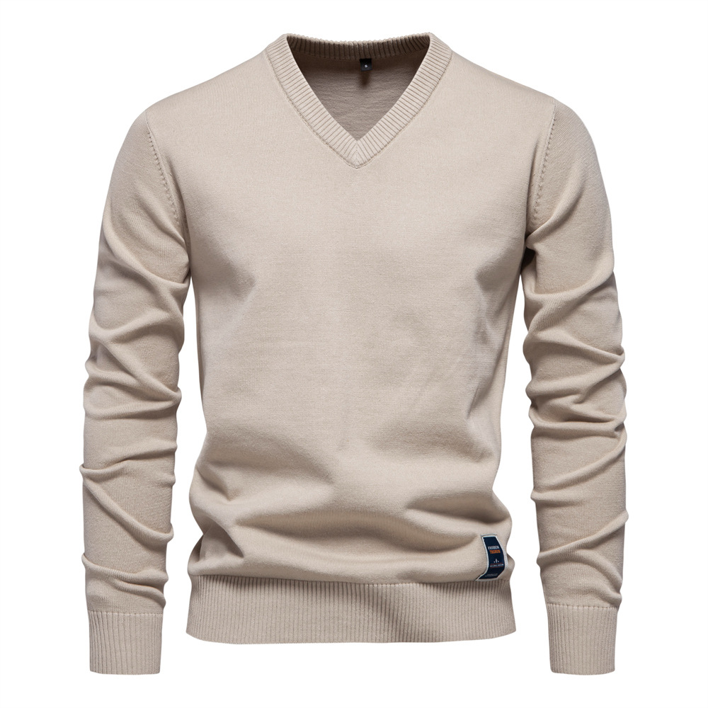 Men's Stretch Comfort V-Neck Cotton Sweater