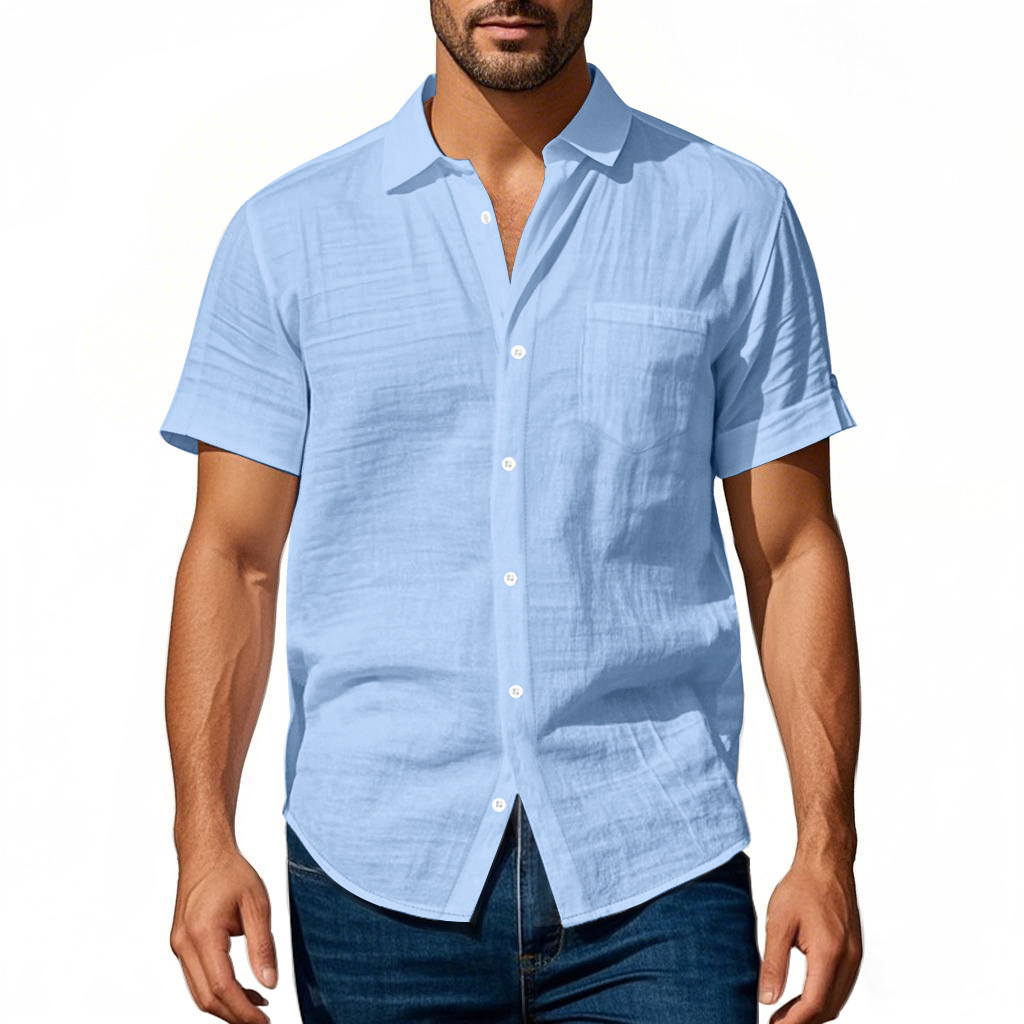Men's Washed Linen Short Sleeve Shirt