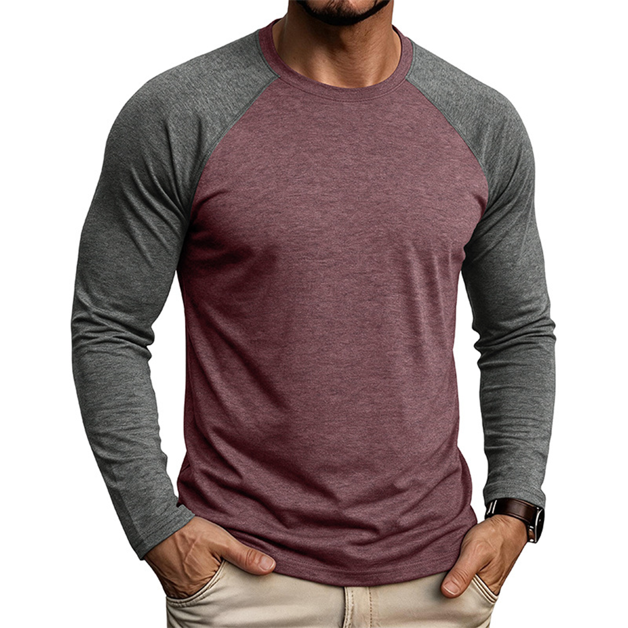 Men's Colorblock Raglan Long Sleeve T-Shirt