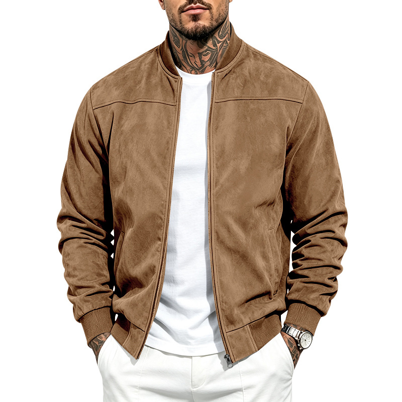 Men's Suede-Look Bomber Jacket