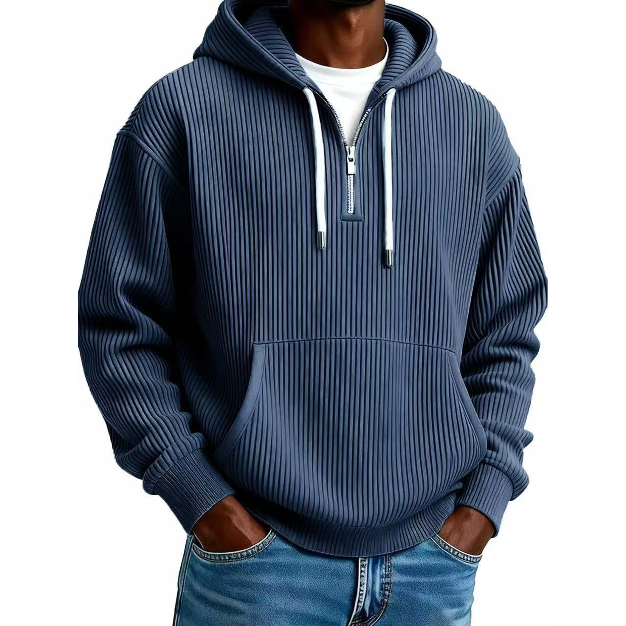 Men's Ribbed Corduroy Quarter-Zip Hoodie