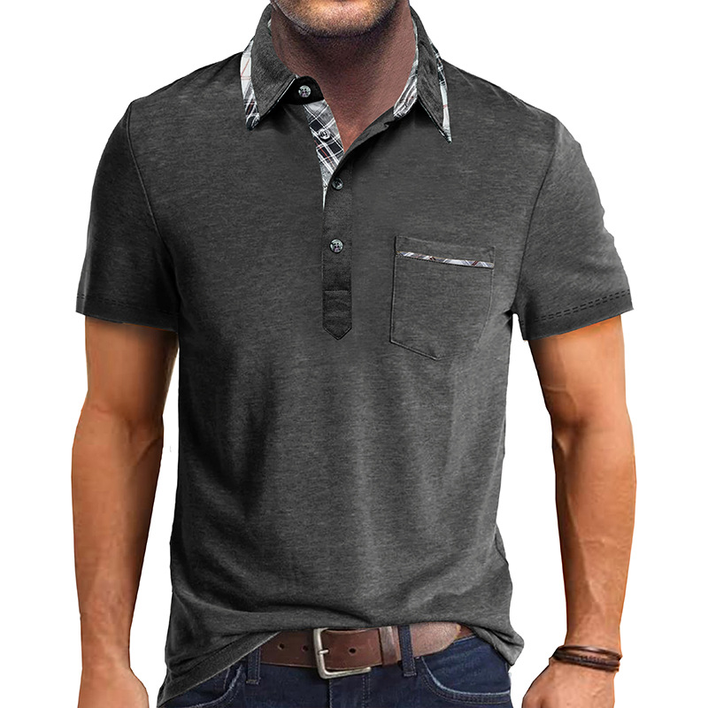 Men's Plaid Collared Short Sleeve Polo Shirt