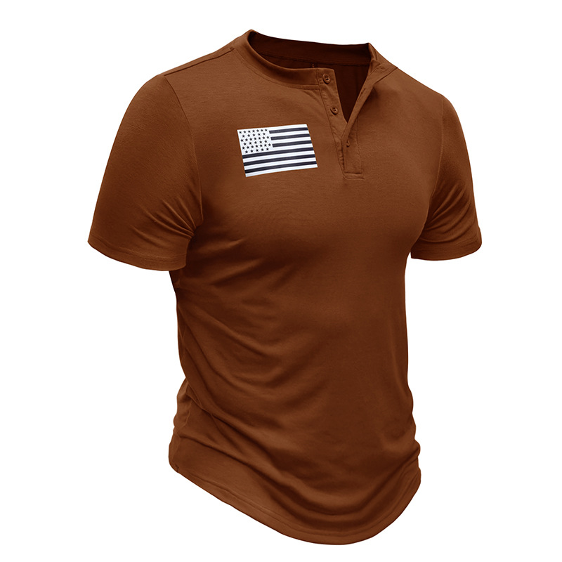 Men's Casual Button Short Sleeve Henley Outdoor Tactical Shirt