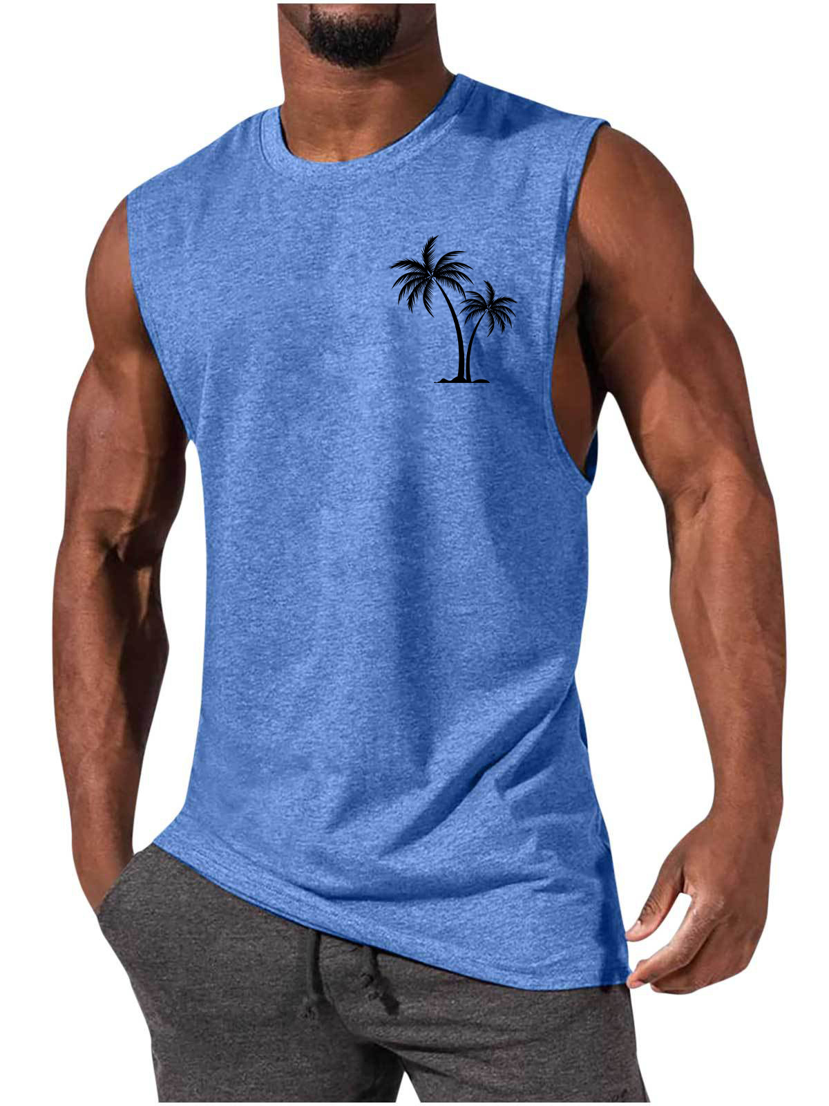 Men's Coconut Tree Print Muscle Leisure Sports Vest
