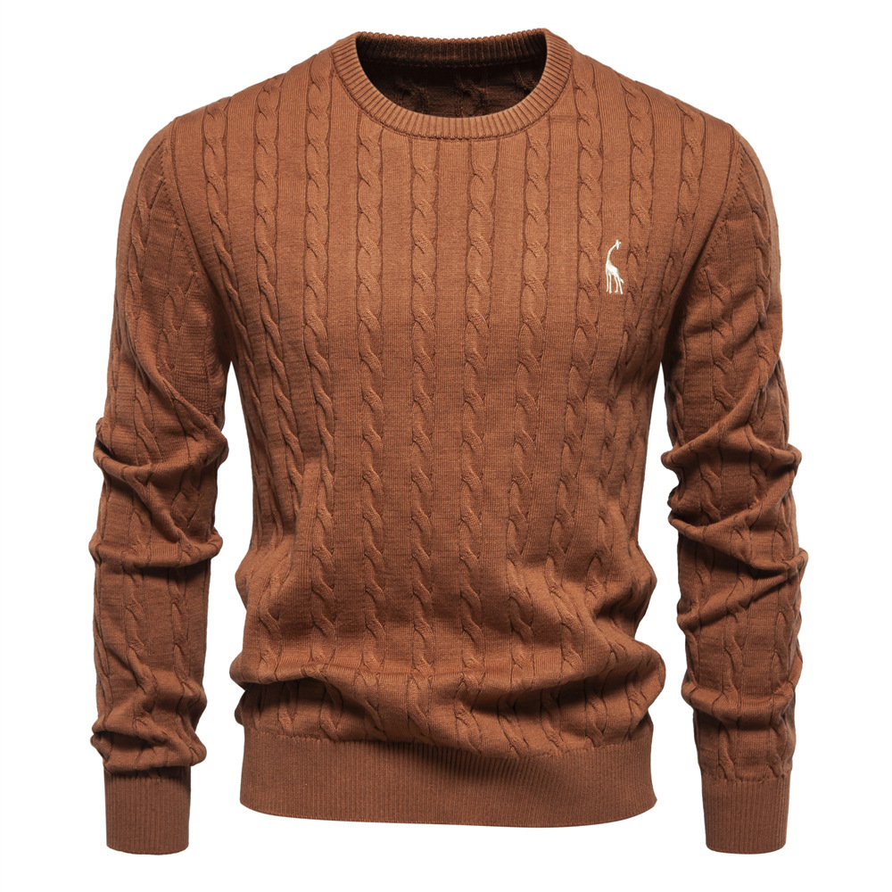 Men's Crewneck Sweater with Deer Embroidery – Martwil Casual Knit Pullover