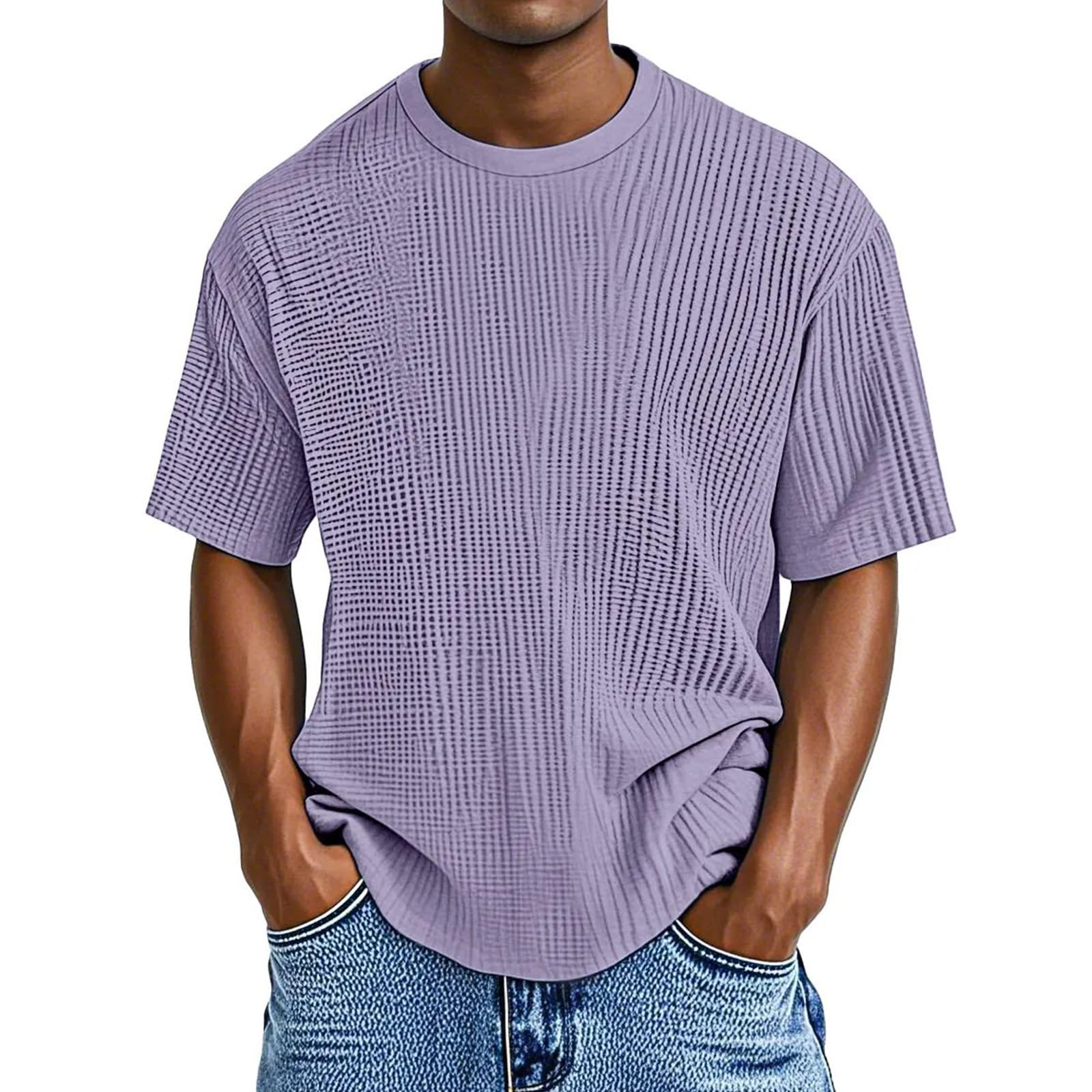 Men's Waffle Knit Short Sleeve Crew Neck T-Shirt