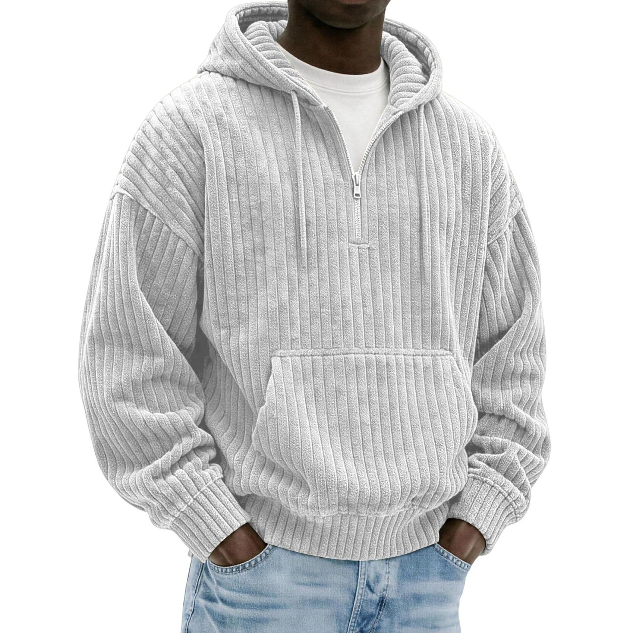 Men's Ribbed Corduroy Quarter-Zip Hoodie