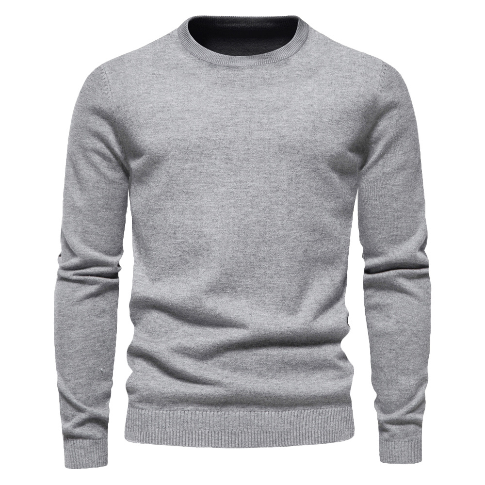 Men's Pullover Solid Color Warm Slim Crew Neck Sweater