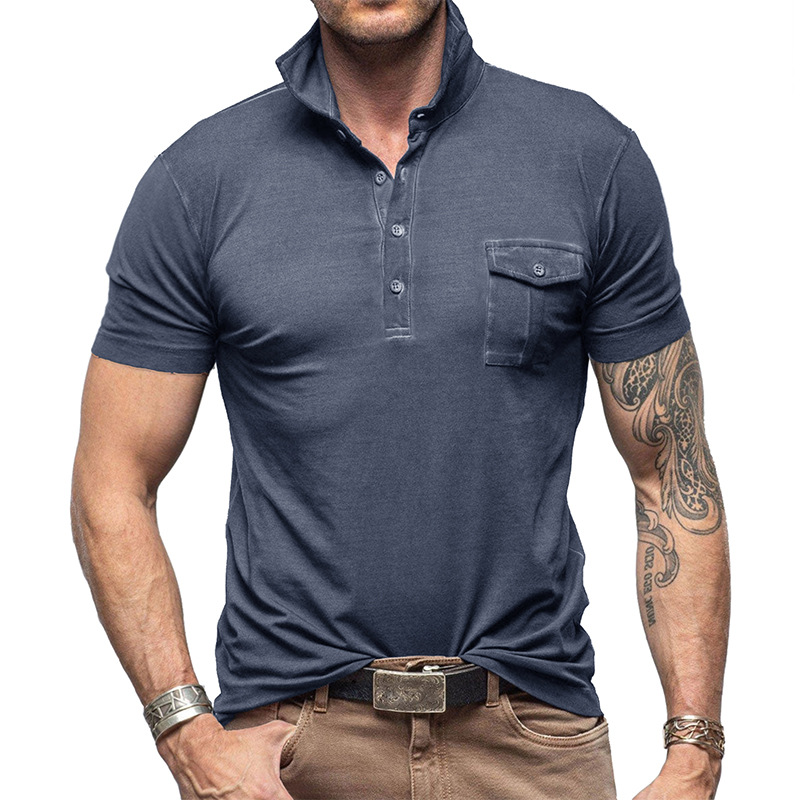 Men's Solid Color Collared Short Sleeve Polo Shirt