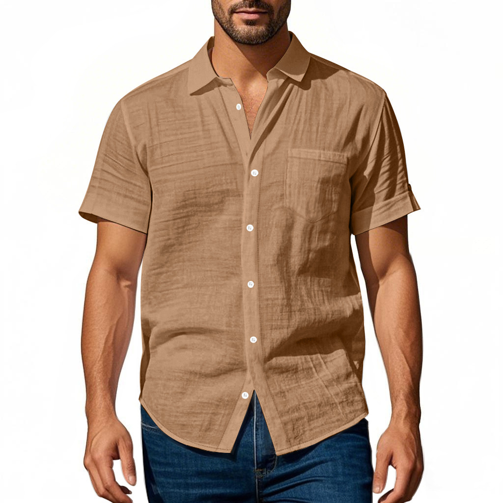 Men's Washed Linen Short Sleeve Shirt