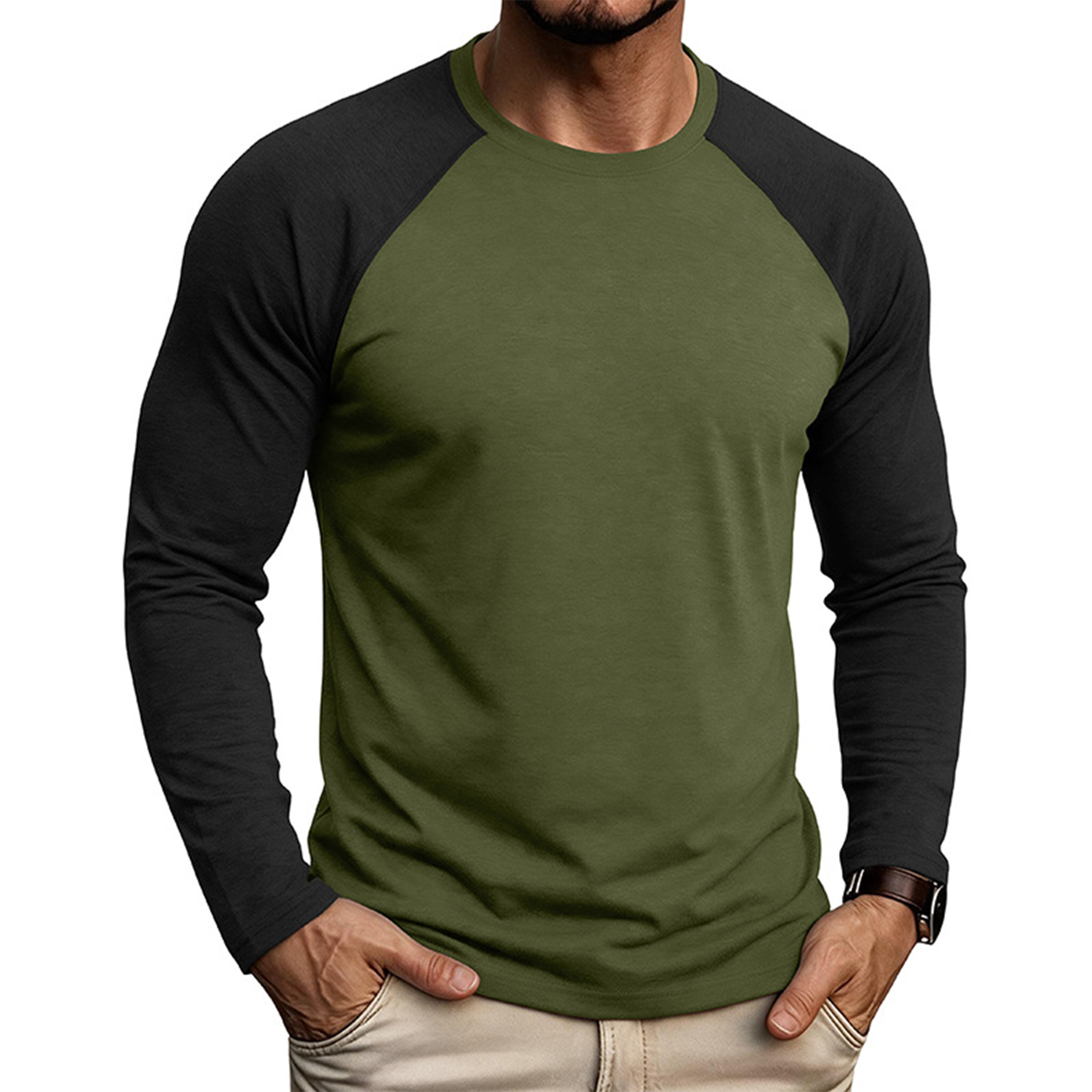 Men's Colorblock Raglan Long Sleeve T-Shirt