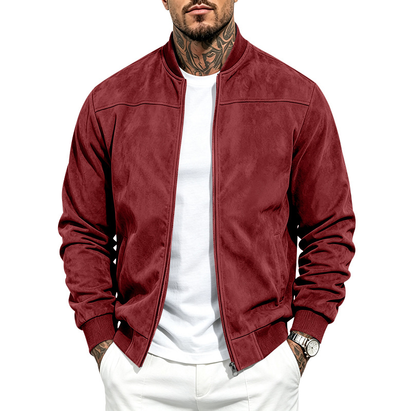 Men's Suede-Look Bomber Jacket