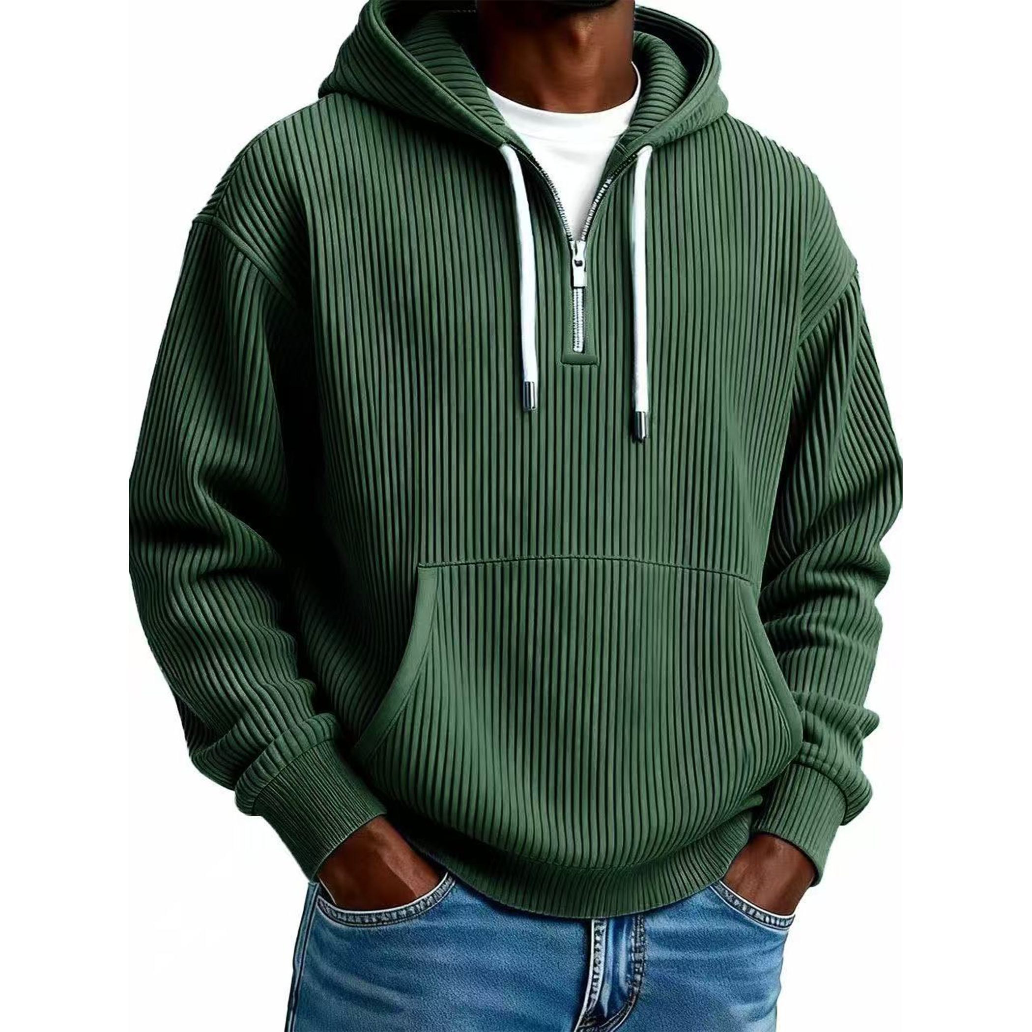 Men's Ribbed Corduroy Quarter-Zip Hoodie
