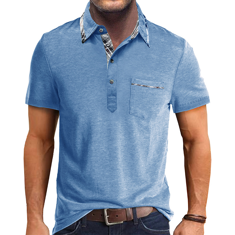 Men's Plaid Collared Short Sleeve Polo Shirt
