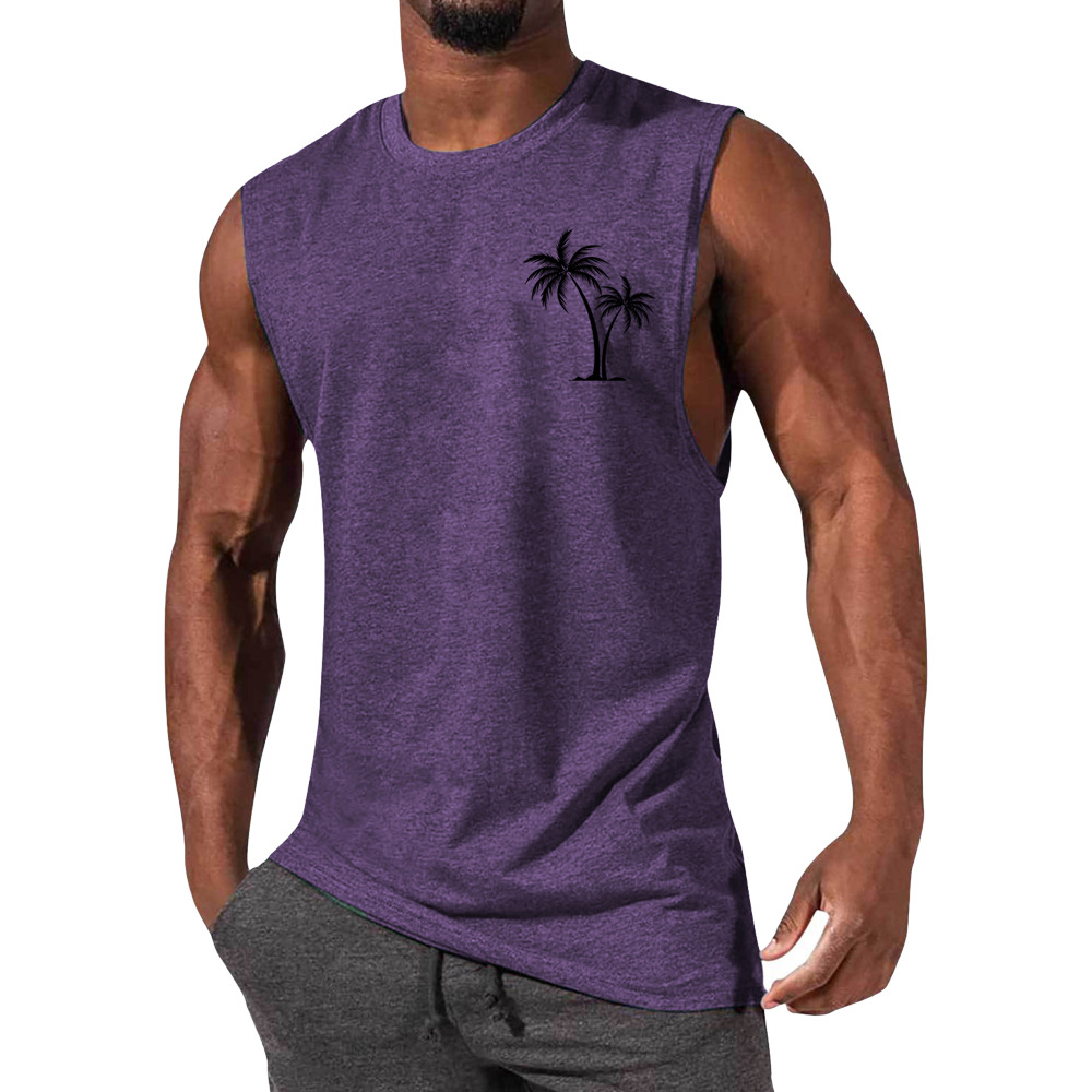 Men's Coconut Tree Print Muscle Leisure Sports Vest
