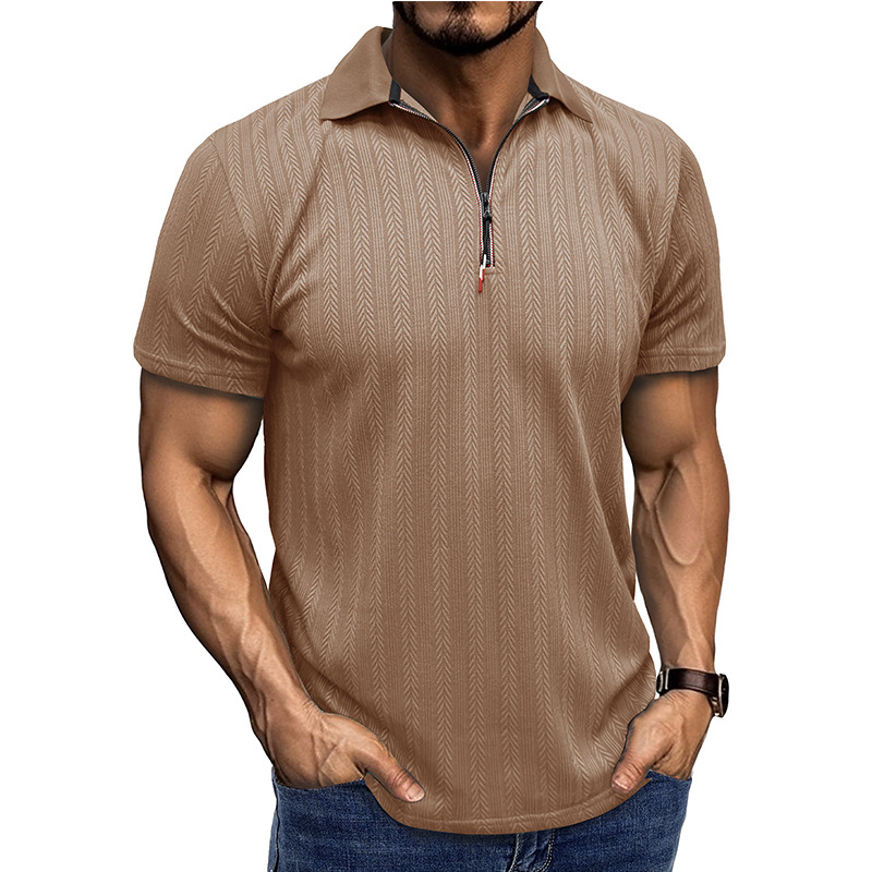 Men's Textured Zip Polo Shirt