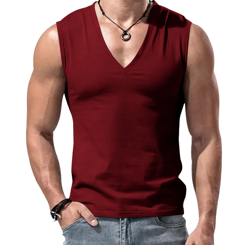 Men's Solid Color V-neck Casual Vest
