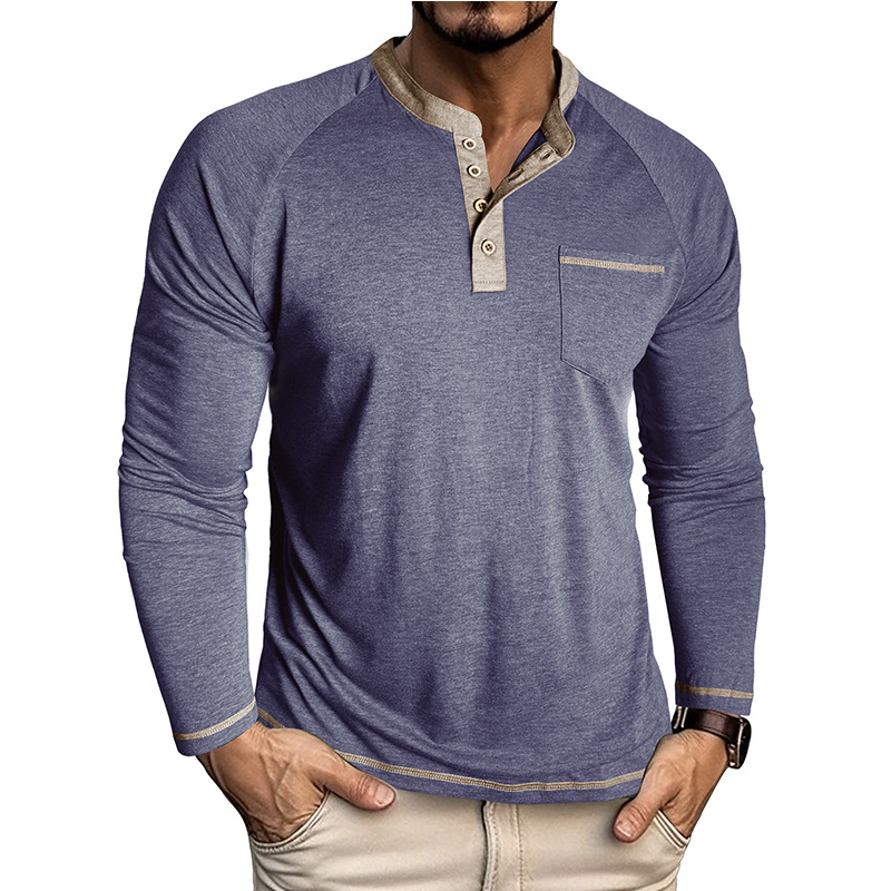 Men’s Colorblock Long Sleeve Henley Shirt