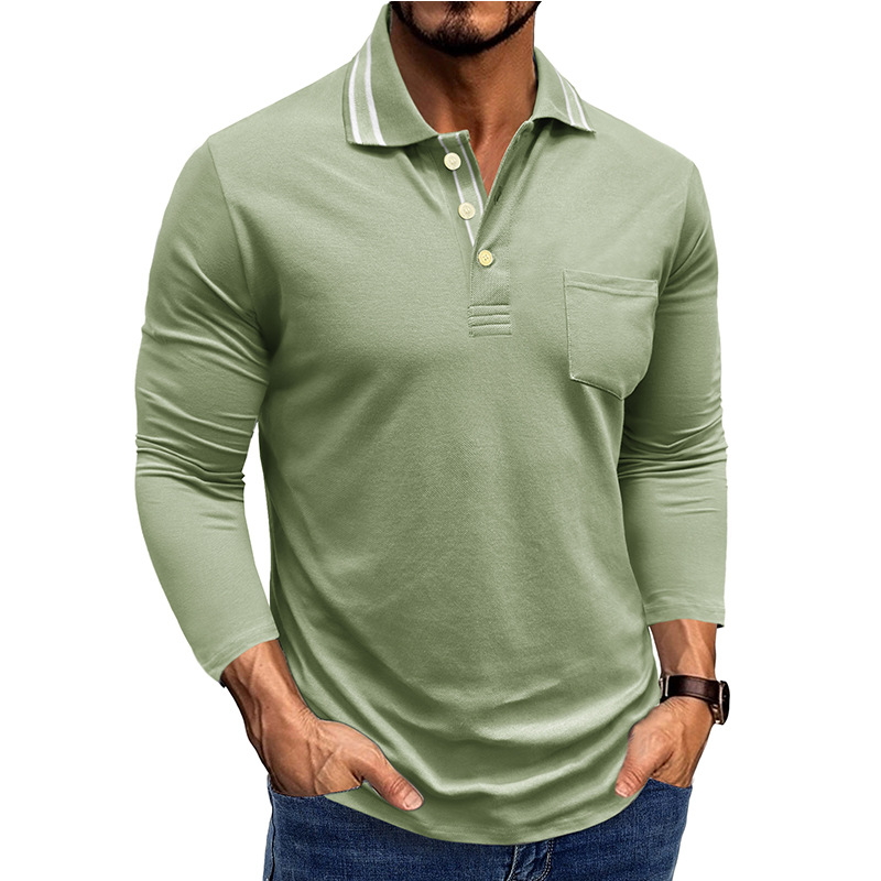 Men’s Cotton Long Sleeve Polo Shirt