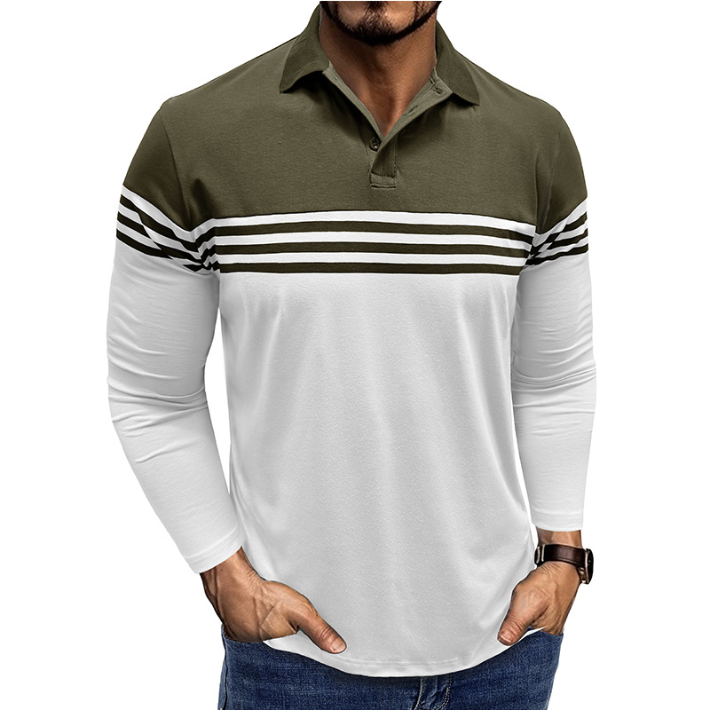 Men’s Striped Long Sleeve Polo Shirt