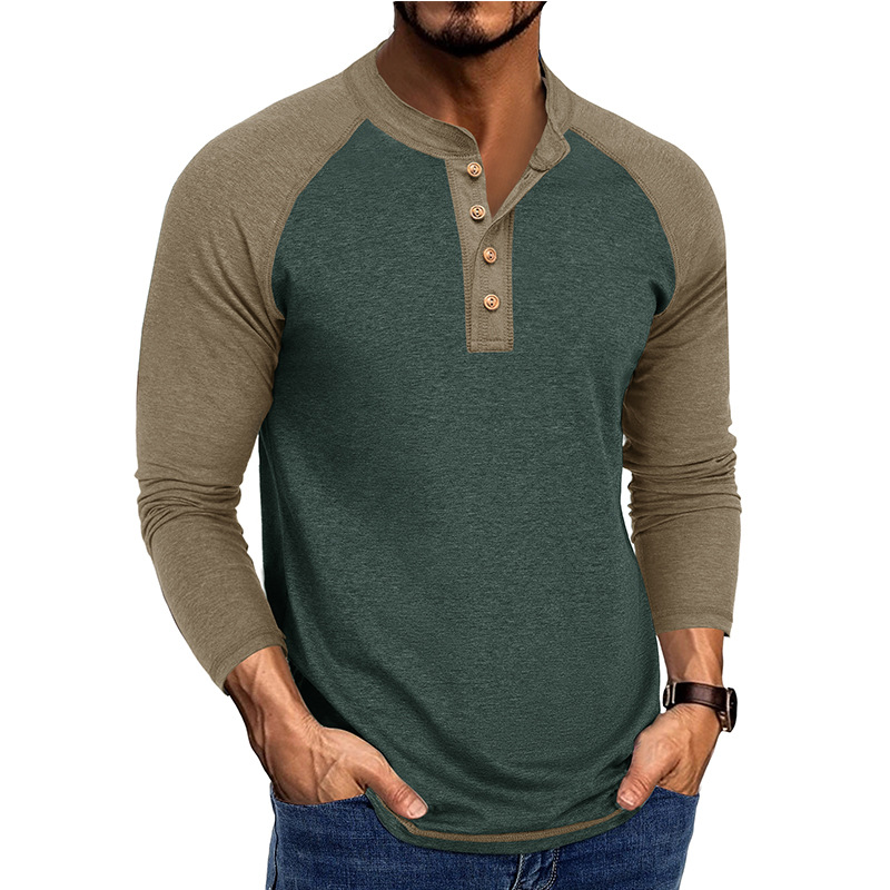 Men’s Raglan Henley Long Sleeve Shirt