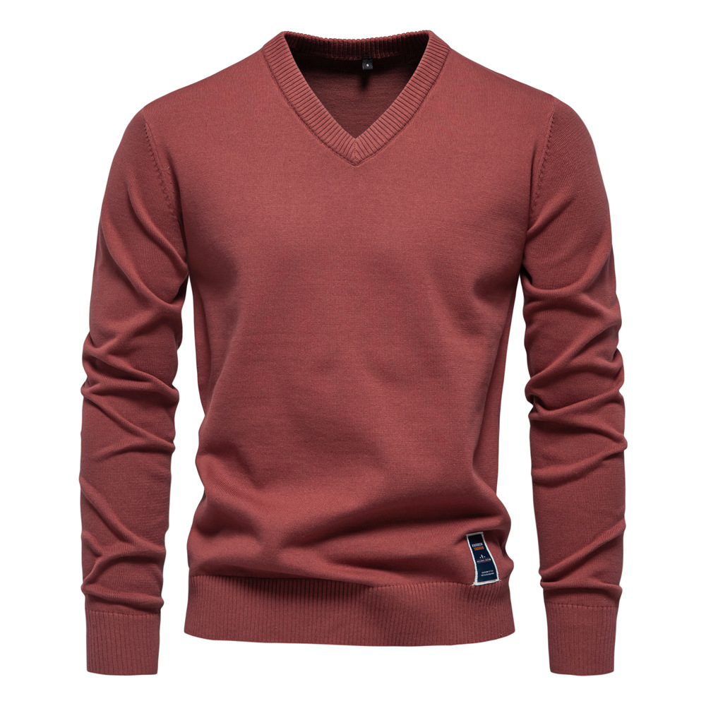 Men's Stretch Comfort V-Neck Cotton Sweater