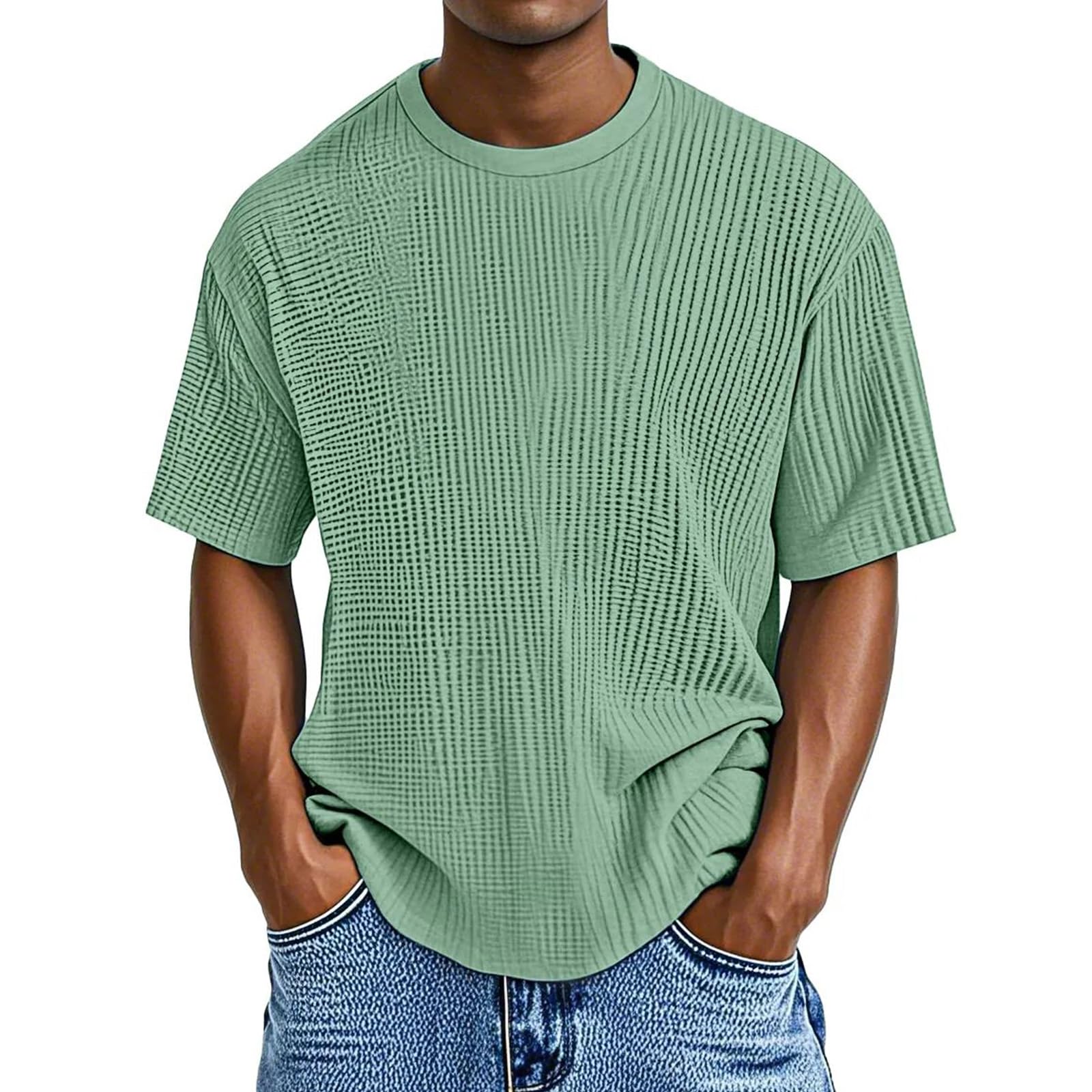 Men's Waffle Knit Short Sleeve Crew Neck T-Shirt