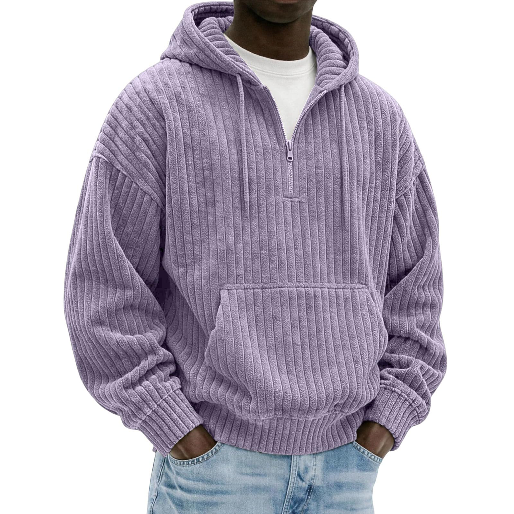 Men's Ribbed Corduroy Quarter-Zip Hoodie