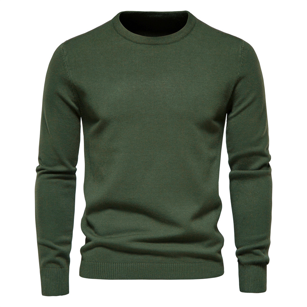 Men's Pullover Solid Color Warm Slim Crew Neck Sweater