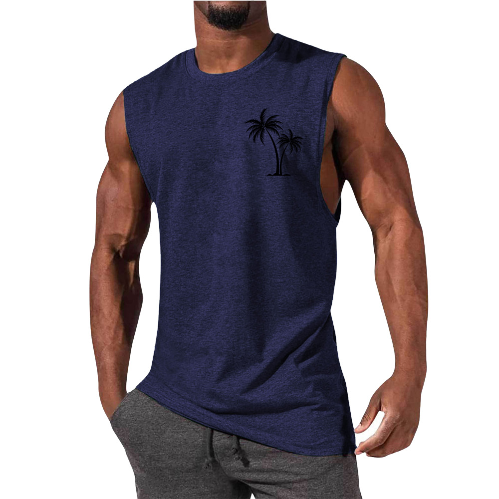Men's Coconut Tree Print Muscle Leisure Sports Vest