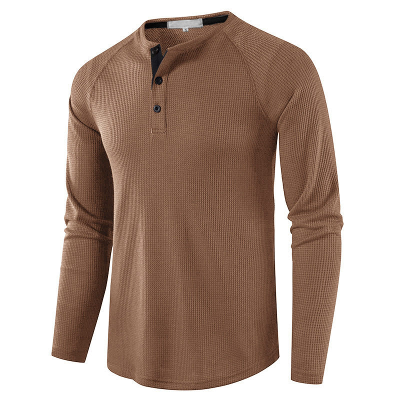Men's Solid Color Long Sleeve Henley Shirts