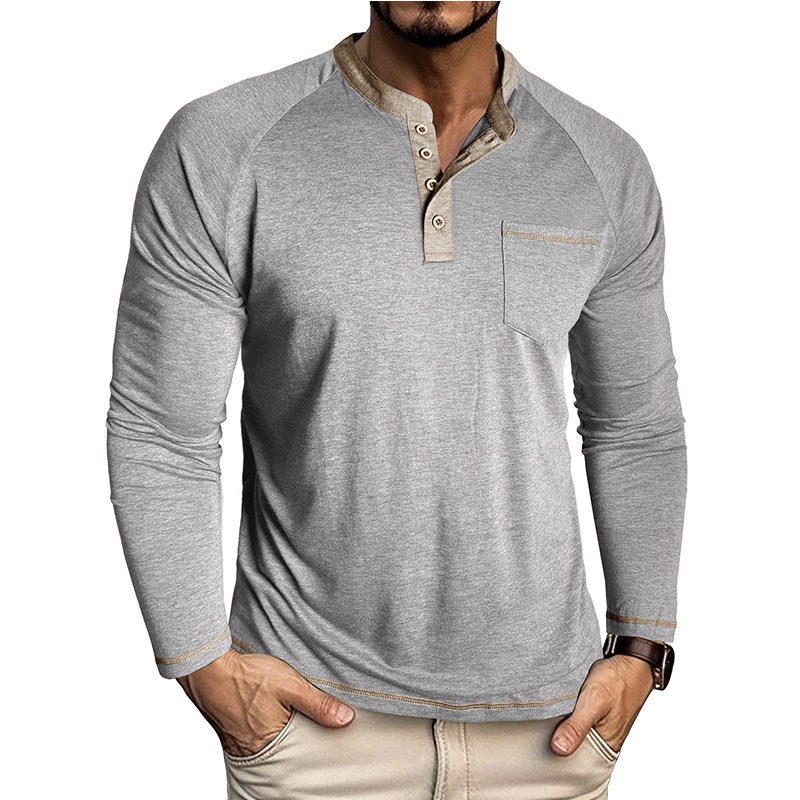 Men’s Colorblock Long Sleeve Henley Shirt