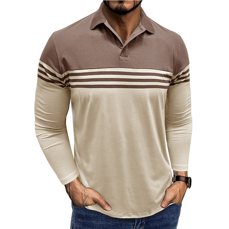 Men’s Striped Long Sleeve Polo Shirt