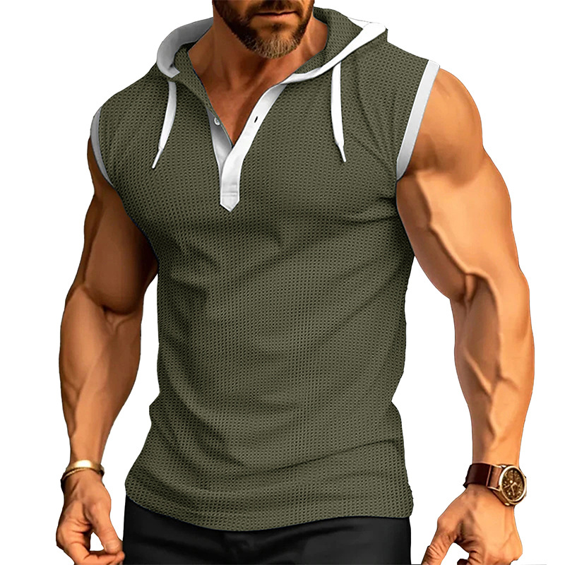 Men's Casual Loose Fit Hooded Pullover Vest