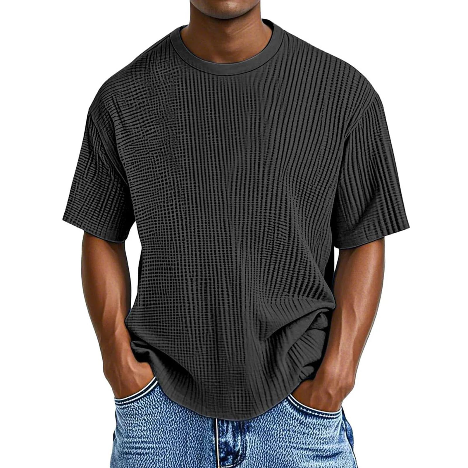 Men's Waffle Knit Short Sleeve Crew Neck T-Shirt