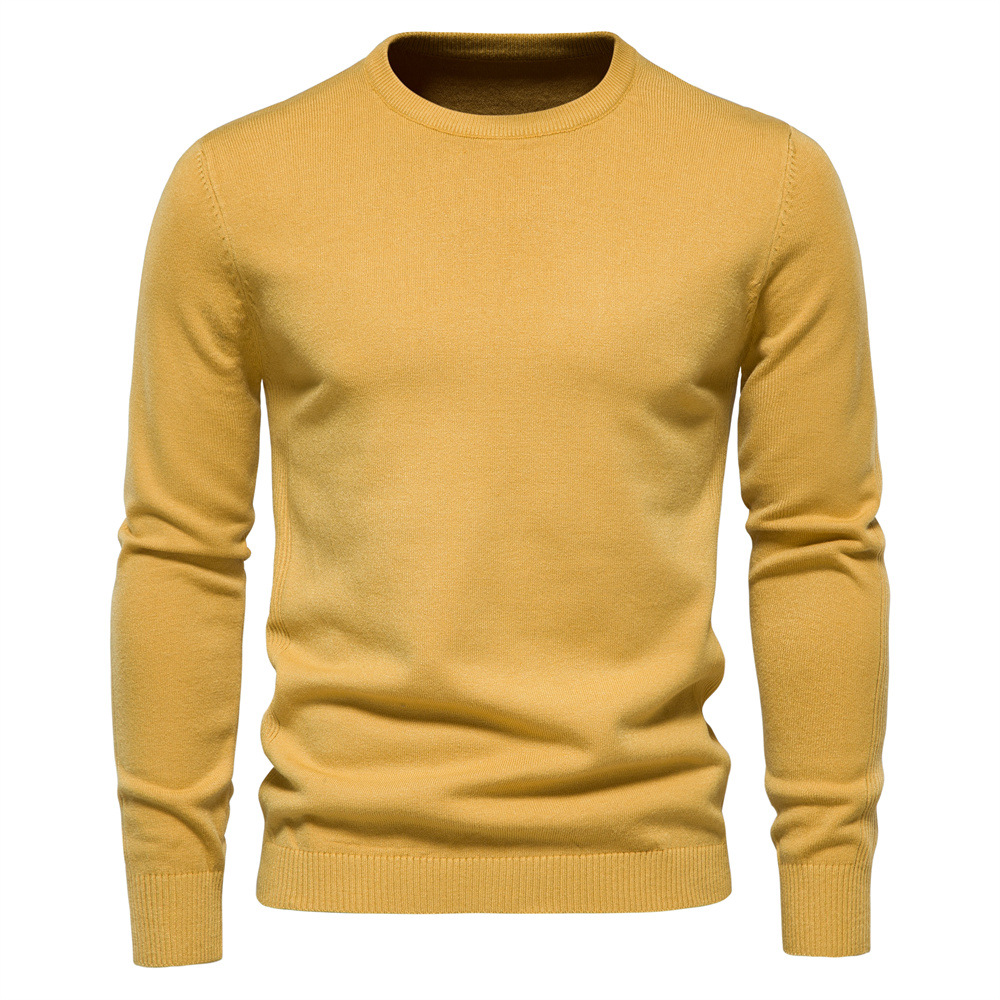 Men's Pullover Solid Color Warm Slim Crew Neck Sweater