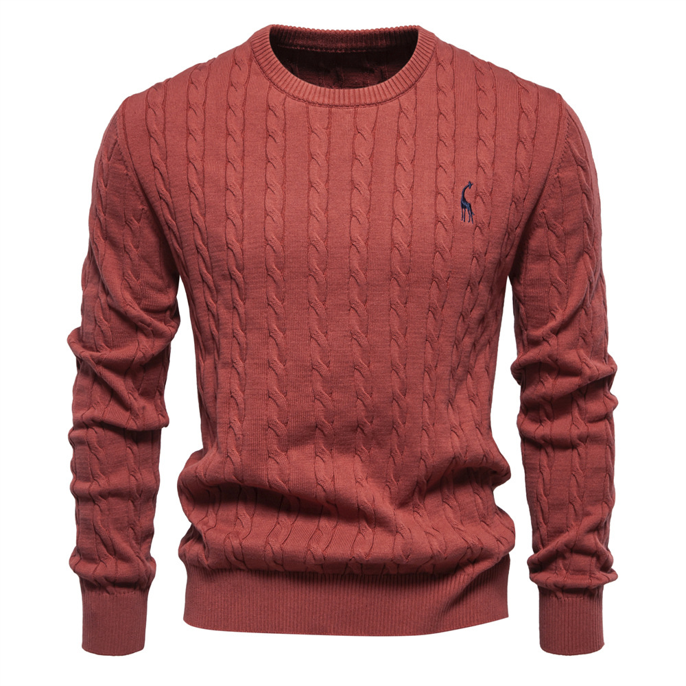 Men's Crewneck Sweater with Deer Embroidery – Martwil Casual Knit Pullover