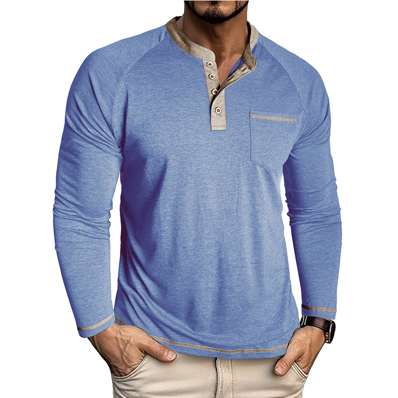 Men’s Colorblock Long Sleeve Henley Shirt