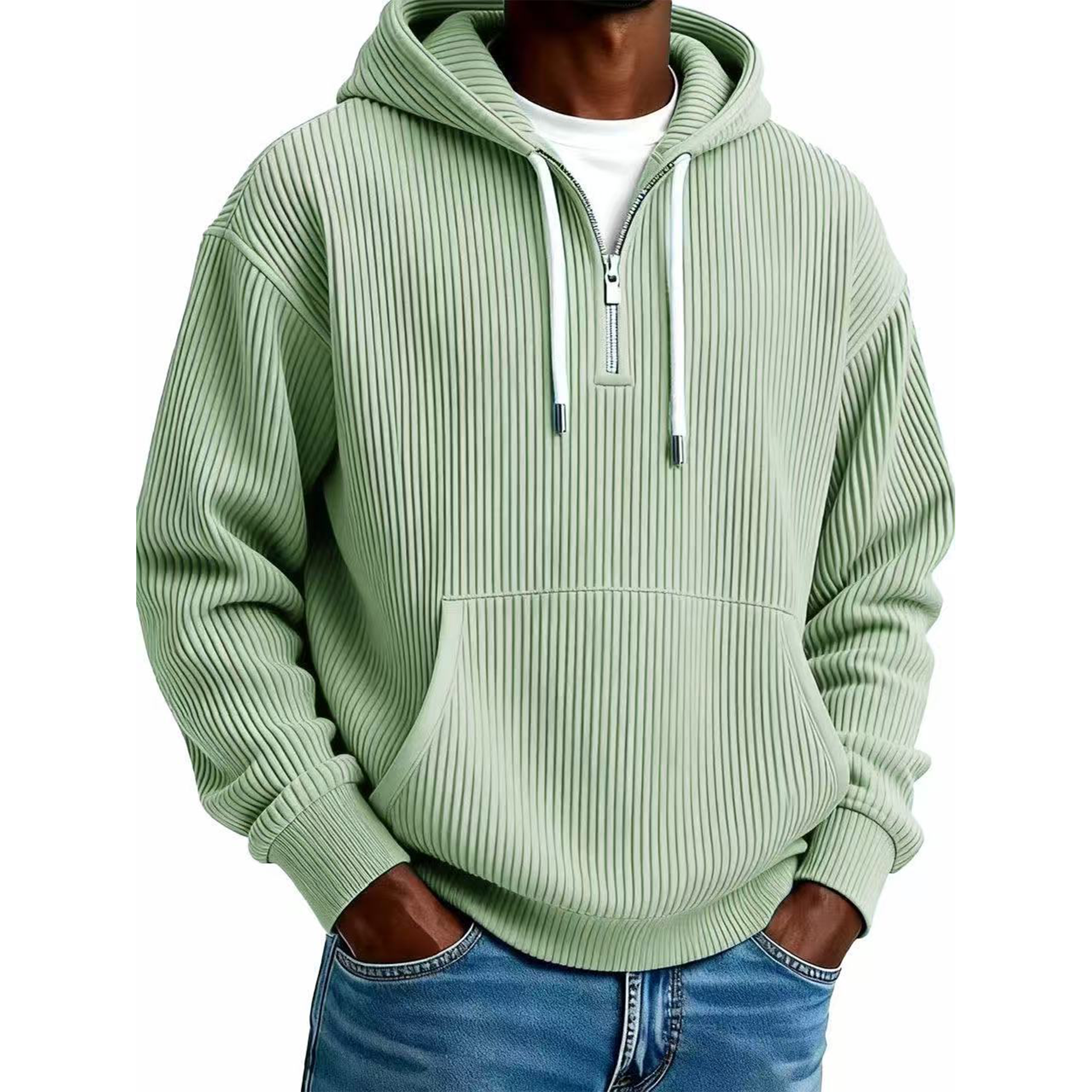 Men's Ribbed Corduroy Quarter-Zip Hoodie