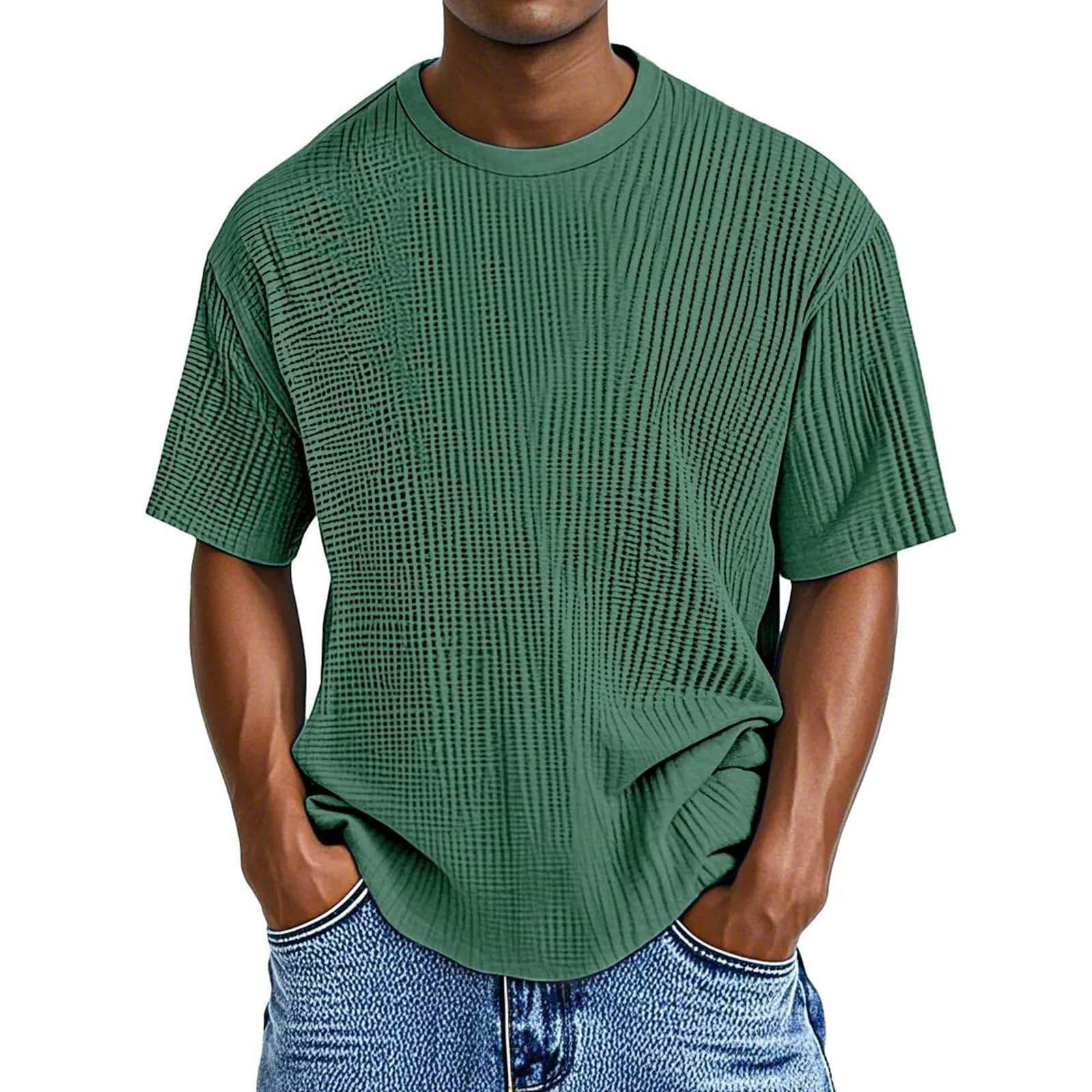 Men's Waffle Knit Short Sleeve Crew Neck T-Shirt