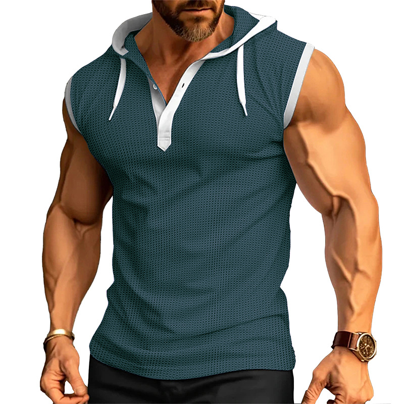 Men's Casual Loose Fit Hooded Pullover Vest
