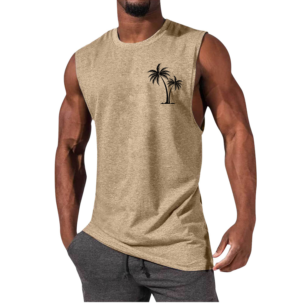 Men's Coconut Tree Print Muscle Leisure Sports Vest