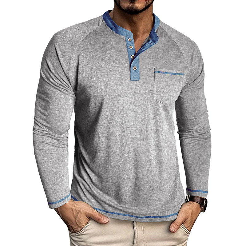 Men’s Colorblock Long Sleeve Henley Shirt
